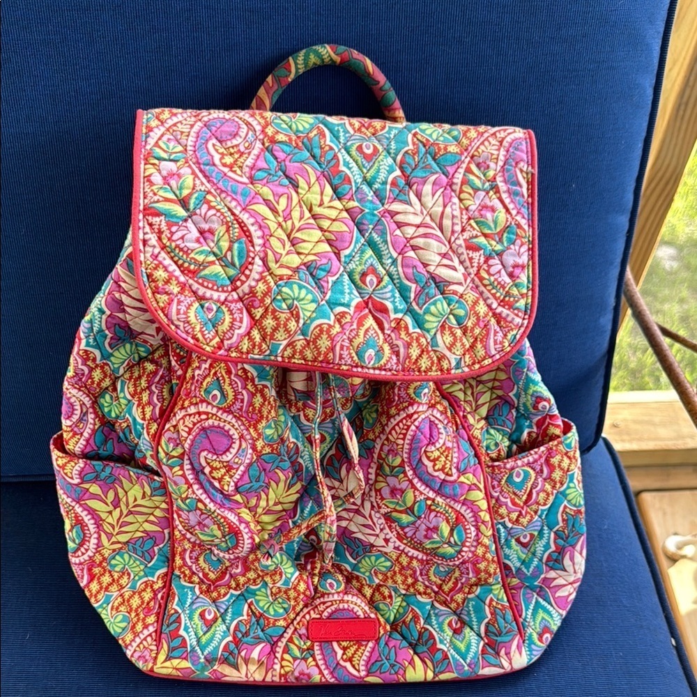 Vera Bradley Pink and Red Quilted Backpack